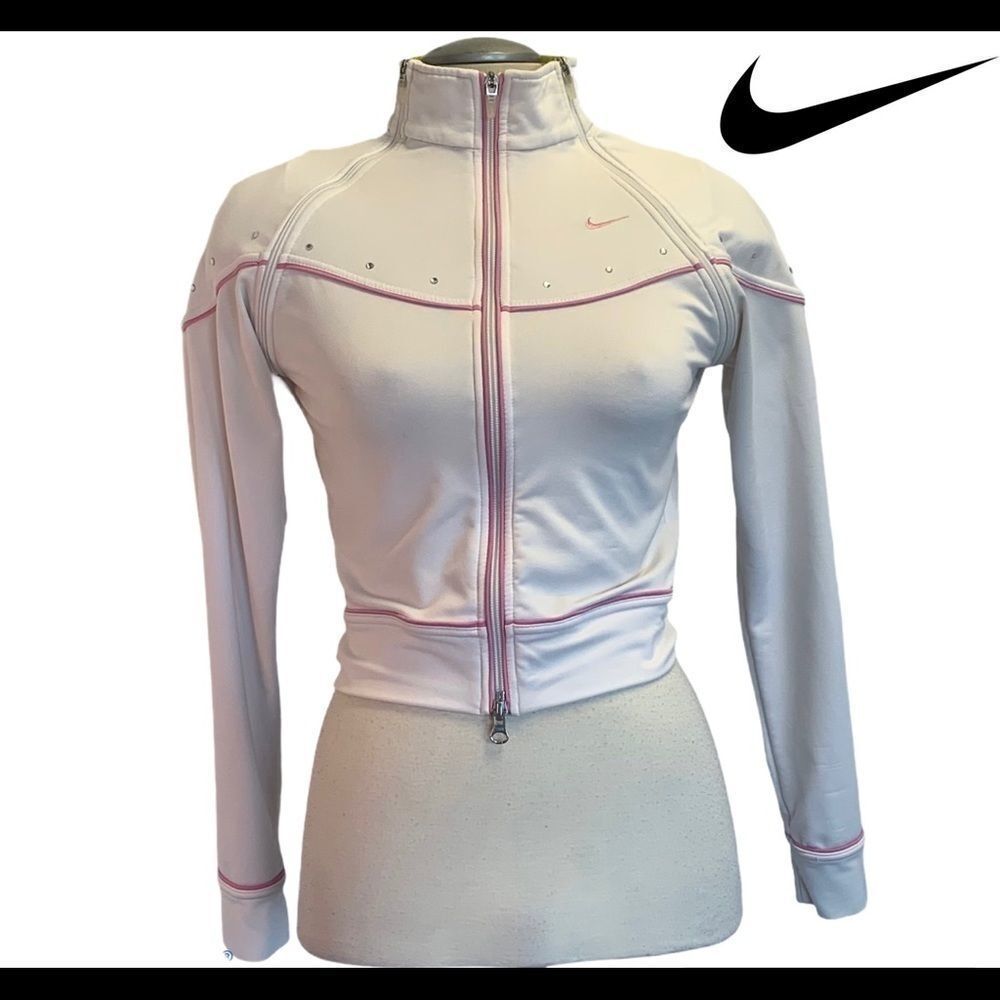 Nike white rhinestone embellished jacket vest Sz S